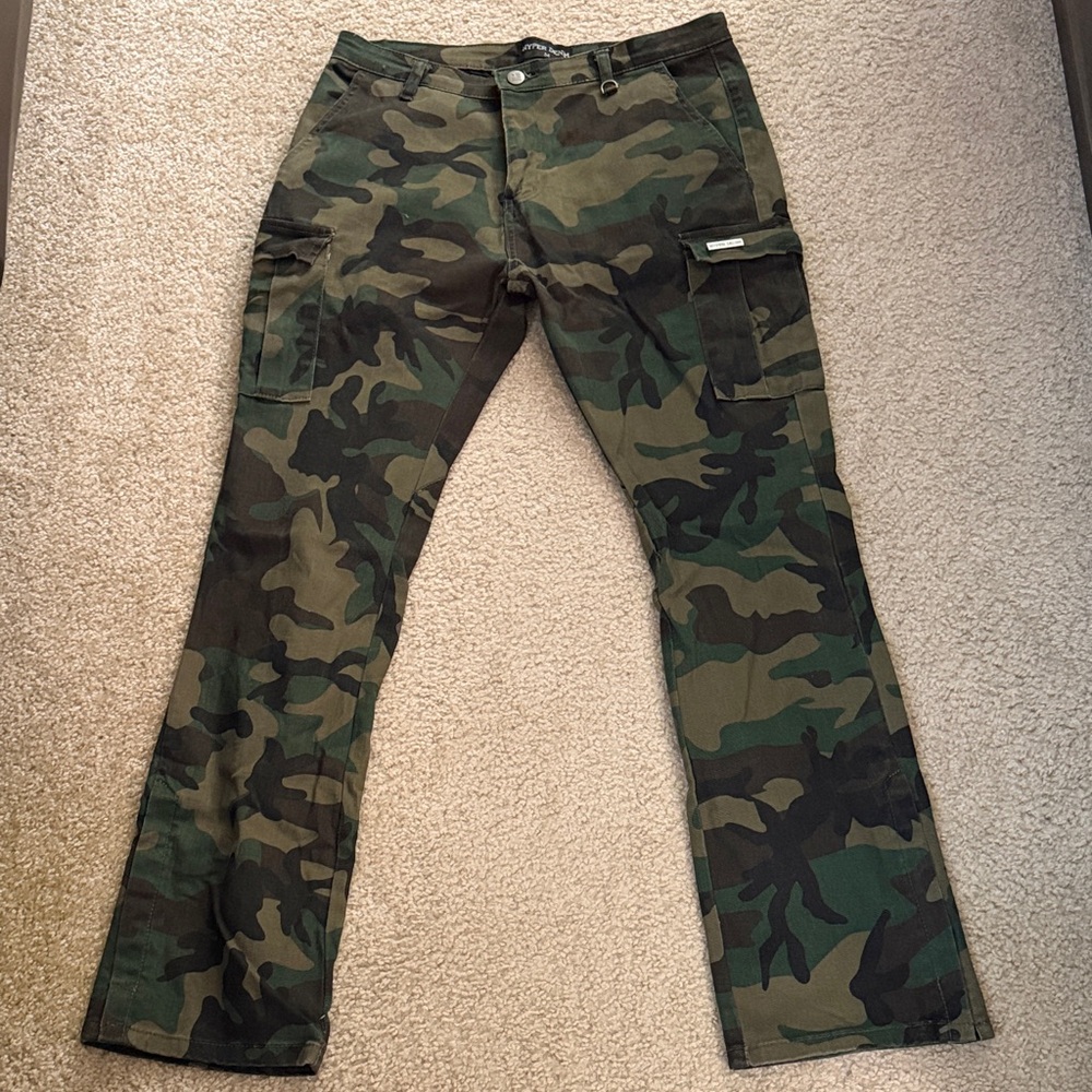 Camo Flare Cargo Pants - Waist 34 X 33